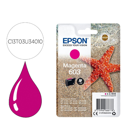 Ink-jet epson 603 xp-2100 / 2105 / 3100 / 4100 / wf-2810 / 2830 / 2835 / 2850 magenta 130 paginas
