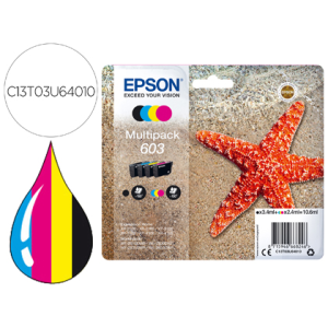 Ink-jet epson 603 xp-2100 / 2105 / 3100 / 4100 / wf-2810 / 2830 / 2835 / 2850 multipack 4 colores negro