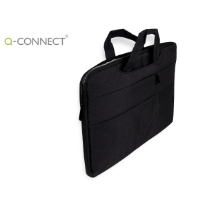 Funda para portatil q-connect 15,6/' con asas retractiles cremallera 3 bolsillos exteriores negro