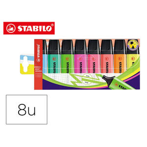 Rotulador stabilo boss fluorescente 70 estuche de 8 unidades colores surtidos