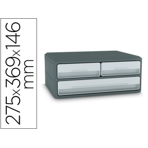 Fichero cajones de sobremesa cep moov up reciclado 80% 3 cajones color gris 275x369x146 mm