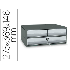 Fichero cajones de sobremesa cep moov up reciclado 80% con cerradura reciclado 80% 3 cajones color gris