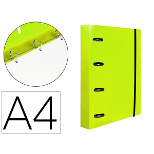 Carpeta con recambio liderpapel a4 cuadro 5mm 100 hojas 80g polipropileno 4 anillas 25mm color amarillo