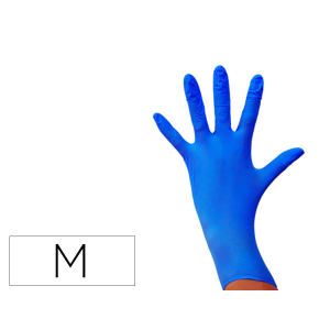 Guantes de nitrilo desechable sensitive sin polvo talla m mediana color azul caja de 100 unidades