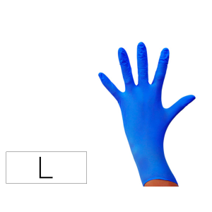 Guantes de nitrilo desechable sensitive sin polvo talla l grande color azul caja de 100 unidades