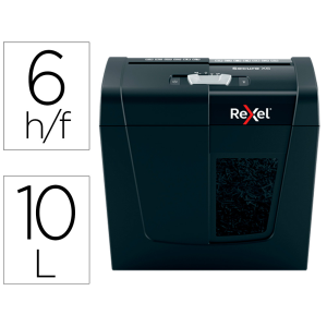 Destructora de documentos rexel secure x6 eu capacidad 6 hojas grapas clips tarjetas y cd