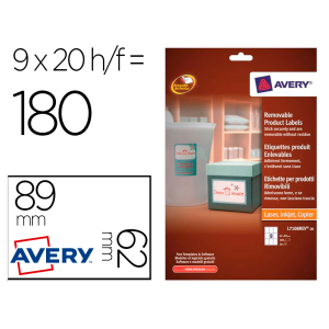 Etiqueta adhesiva avery removible para impresora laser inyeccion tinta fotocopiadora blanca 62x89 mm
