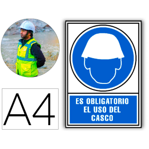 Pictograma archivo 2000 obligatorio uso de casco pvc azul luminiscente 210x297 mm