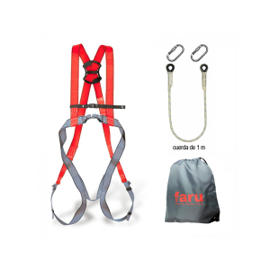 Conjunto anticaidas faru arnes p30f + cuerda c170 + 2 mosquetones virola + bolsa porta arnes