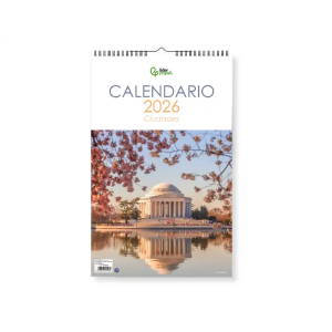 Calendario espiral pared liderpapel imagenes ciudades 2026 para escribir 25x40 cm papel 157 gr