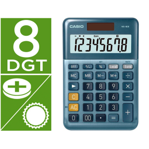 Calculadora casio ms-80e sobremesa 8 digitos tx +/- tecla doble cero color azul
