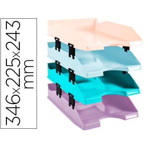 Bandeja sobremesa exacompta plastico aquarel set de 4 bandejas combo midi colores pastel 346x225x243 mm