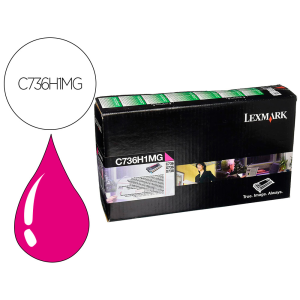 Toner laser lexmark c736h1mg magenta 10000 paginas