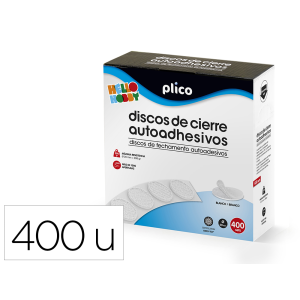 Disco de cierre plico velcro autoadhesivo 20 mm diametro color blanco caja de 400 unidades