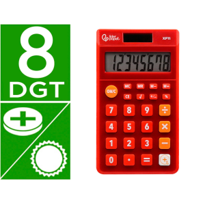 Calculadora liderpapel bolsillo xf11 8 digitos solar y pilas color rojo 115x65x8 mm