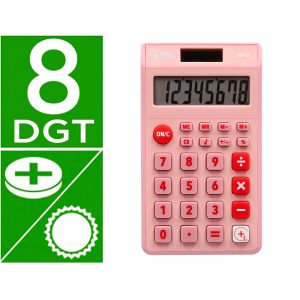 Calculadora liderpapel bolsillo xf12 8 digitos solar y pilas color rosa 115x65x8 mm