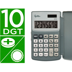 Calculadora liderpapel bolsillo xf15 10 digitos con tapa solar y pilas color gris 123x75x12 mm