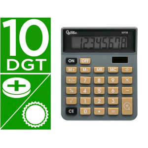 Calculadora liderpapel sobremesa xf18 8 digitos solar y pilas color gris 127x105x24 mm