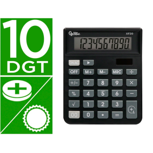Calculadora liderpapel sobremesa xf20 10 digitos solar y pilas color negro 127x105x24 mm