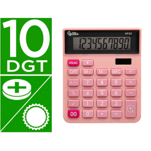Calculadora liderpapel sobremesa xf23 10 digitos solar y pilas color rosa 127x105x24 mm