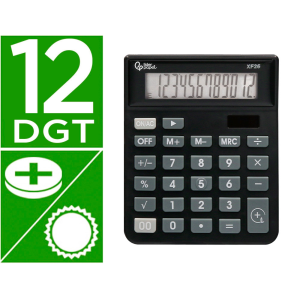 Calculadora liderpapel sobremesa xf26 12 digitos solar y pilas color negro 127x105x24 mm