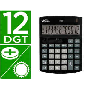 Calculadora liderpapel sobremesa xf27 12 digitos tasas solar y pilas color negro 155x115x25 mm