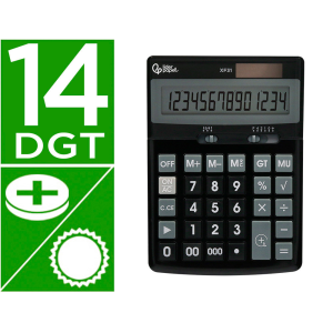 Calculadora liderpapel sobremesa xf31 14 digitos solar y pilas color negro 170x122x35 mm