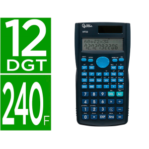 Calculadora liderpapel cientifica xf32 12 digitos 240 funciones con tapa solar y pilas color azul 156x85x20