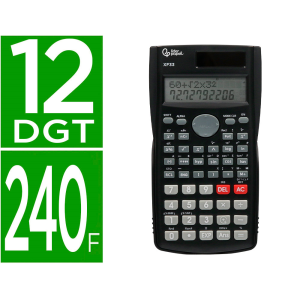 Calculadora liderpapel cientifica xf33 12 digitos 240 funciones con tapa solar y pilas color negro 156x85x20