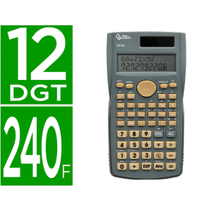 Calculadora liderpapel cientifica xf34 12 digitos 240 funciones con tapa solar y pilas color gris 156x85x20