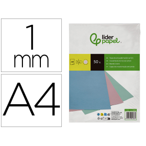 Tapa encuadernacion liderpapel carton a4 1 mm rosa paquete de 50 unidades