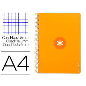 Cuaderno espiral antartik a4 micro tapa dura 80h 100gr cuadro 5mm sin banda4 taladros color mostaza