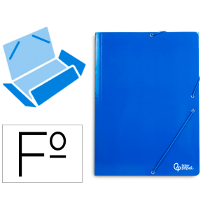 Carpeta liderpapel gomas tres solapas carton plastificado folio color azul