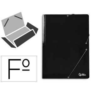 Carpeta liderpapel gomas tres solapas carton plastificado folio color negro