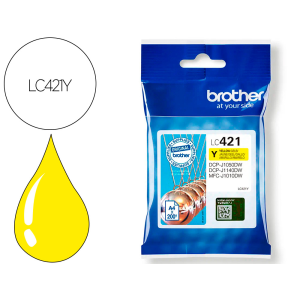 Ink-jet brother lc421y dcp-j1050dw / dcp-j1140dw / mfc-j10 amarillo 200 paginas