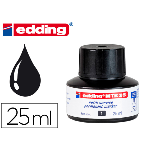 Tinta rotulador edding mtk25 con sistema capilar color negro bote 25 ml