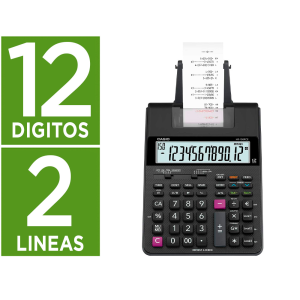 Calculadora casio hr-150rce impresora pantalla lc papel 58 mm impresion bicolor 12 digitos ac/dc color negro