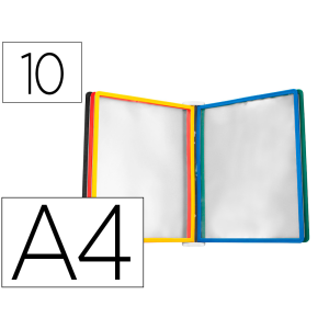 Portacatalogo de pared plastico liderpapel con 10 fundas din a4 colores surtidos
