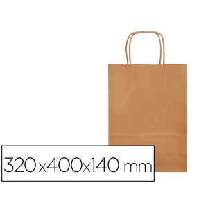 Bolsa papel q-connect celulosa natural liso l con asa retorcida 320x400x140 mm