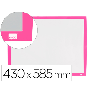 Pizarra blanca nobo magnetica marco fucsia 430x585 mm