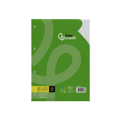 Recambio liderpapel din a4 100 hojas 75 gr cuadro 3 mm con margen 4 taladros
