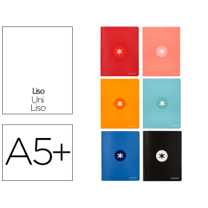 Libreta antartik a5+ plus cosida 48 hojas 90gr liso sin margen 6 colores surtidos