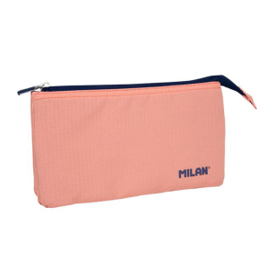 Bolso escolar portatodo milan 1918 collection 3 cremalleras y 5 compartimentos rosa 215x35x125 mm