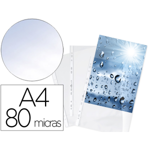 Funda multitaladro durable premium din a4 polipropileno 80 mc cristal bolsa de 100 unidades