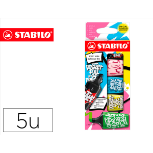 Rotulador stabilo boss mini fluorescente by snooze one estuche de 5 unidades colores surtidos