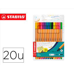 Rotulador stabilo punta de fibra point 88 estuche de 15 unidades colores surtidos + 5 colores neon