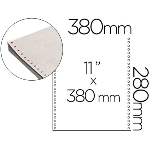 Papel continuo 380x11 blanco caja de 2500 hojas