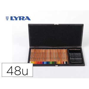 Lapices de colores lyra rembrandt polycolor 36 olores surtidos + 12 lapices de grafito en maletin de madera