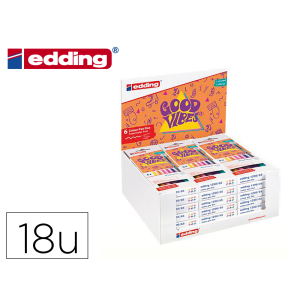 Rotulador edding punta fibra 1200 good vibes expositor con 18 cajas de 6 colores surtidos