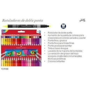 Rotulador faber castell doble punta fina/gruesa caja de 40 unidades colores surtidos
